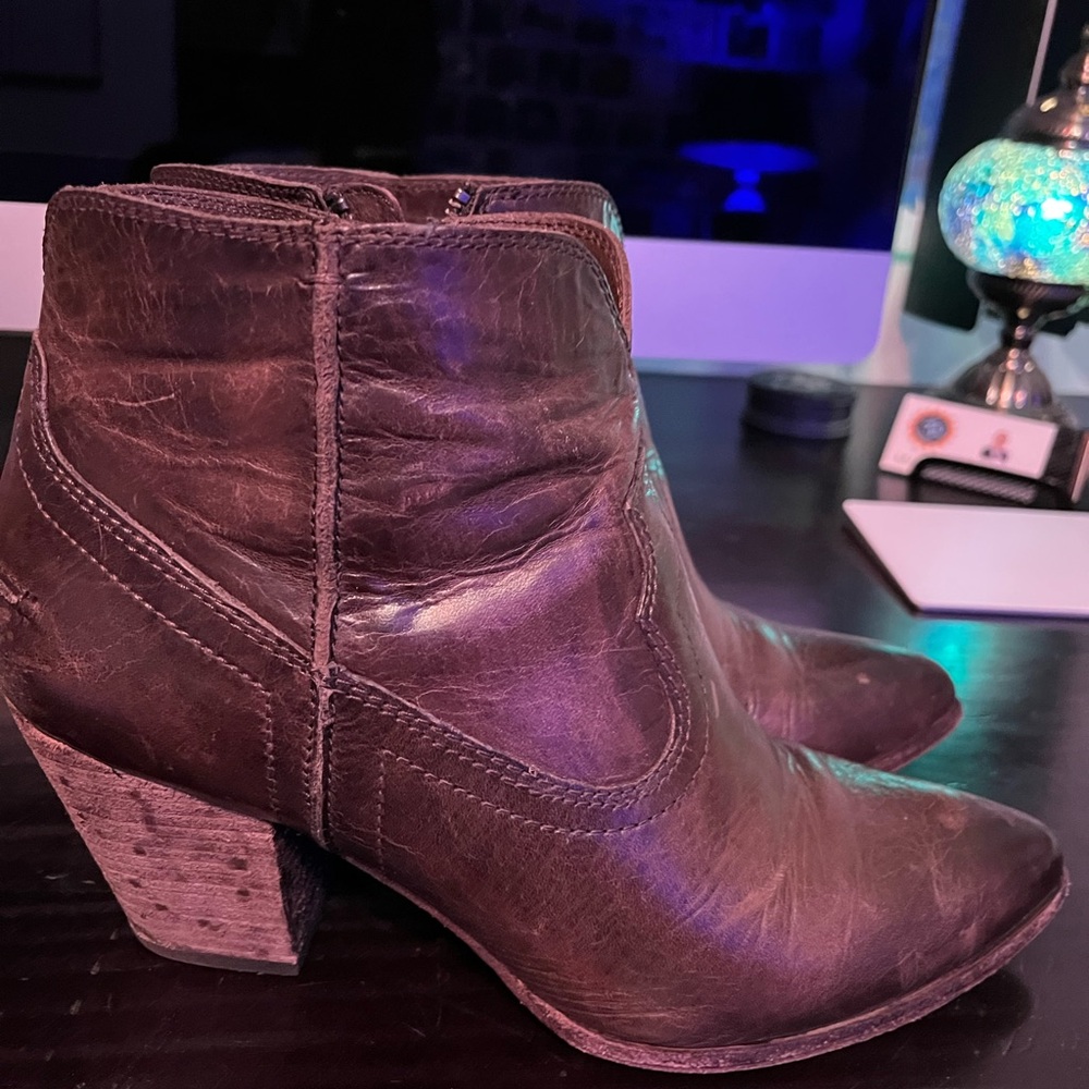 Frye distressed leather ankle boots
